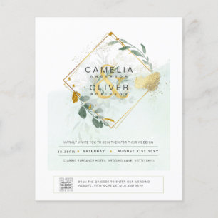 HAUSHALT Grüne FOTO Hochzeit Einladung QR CODE F Flyer