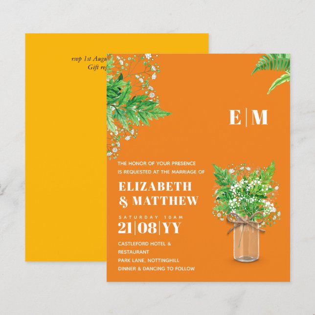 HAUSHALT Hochzeit Einladen Fern Greenery Blätter (Vorne/Hinten)