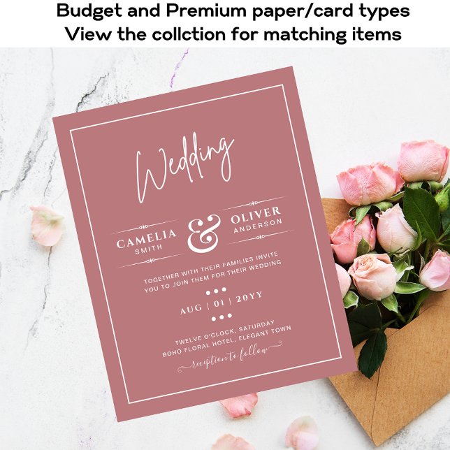 HAUSHALT Hochzeit Einladung Dusty Rose Pink Flyer (Von Creator hochgeladen)