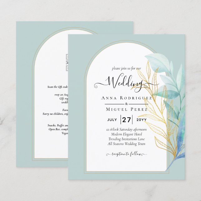 HAUSHALT-Hochzeit mit Gold-Leaf-Goldleder-Glas (Vorne/Hinten)