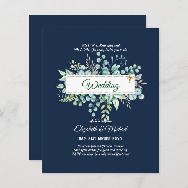 Haushalt KATHOLIC Christlich WEDDING Greenery bitt (Vorne/Hinten)