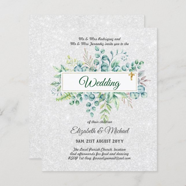Haushalt KATHOLIC Christlich WEDDING Greenery bitt (Vorne/Hinten)
