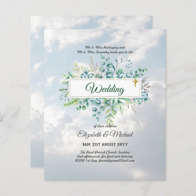Haushalt KATHOLIC Christlich WEDDING Greenery bitt (Vorne/Hinten)
