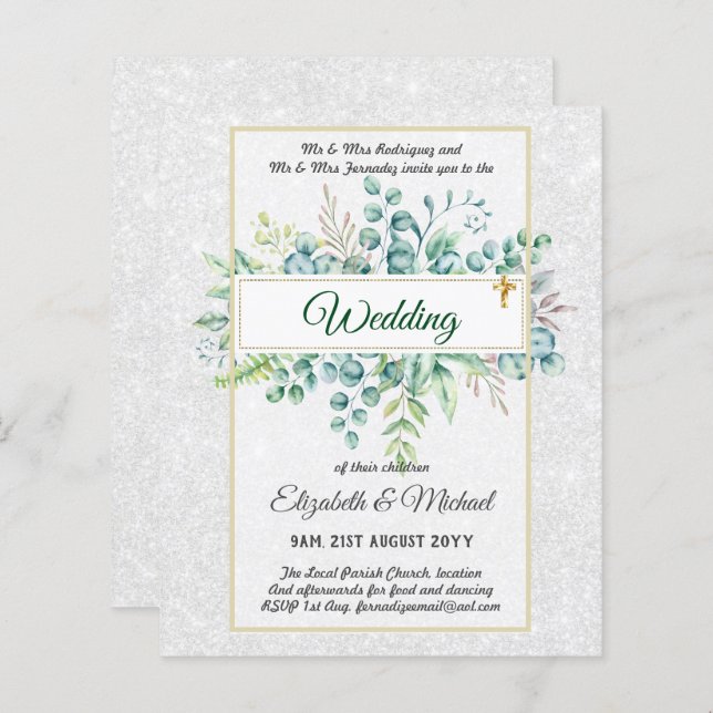 Haushalt KATHOLIC Christlich WEDDING Greenery bitt (Vorne/Hinten)