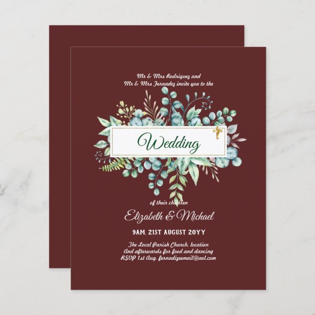 Haushalt KATHOLIC Christlich WEDDING Greenery bitt (Vorne/Hinten)