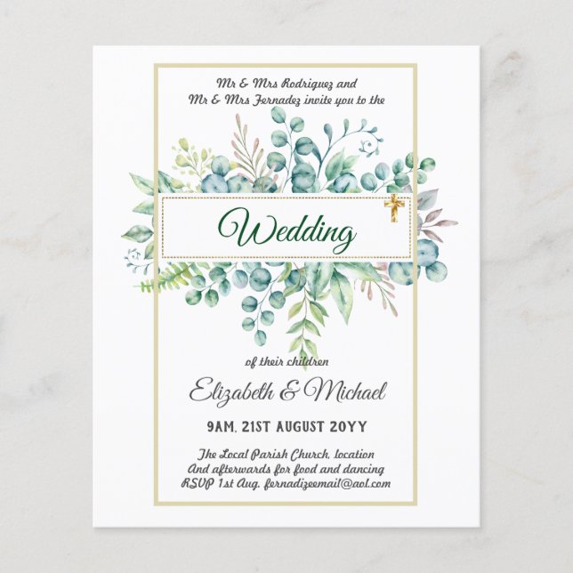 Haushalt KATHOLIC Christlich WEDDING Greenery bitt Flyer (Vorne)