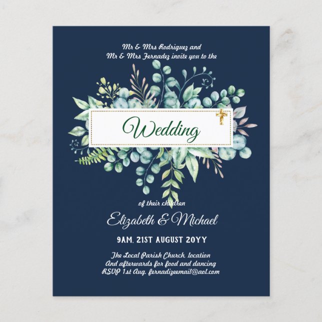 Haushalt KATHOLIC Christlich WEDDING Greenery bitt Flyer (Vorne)