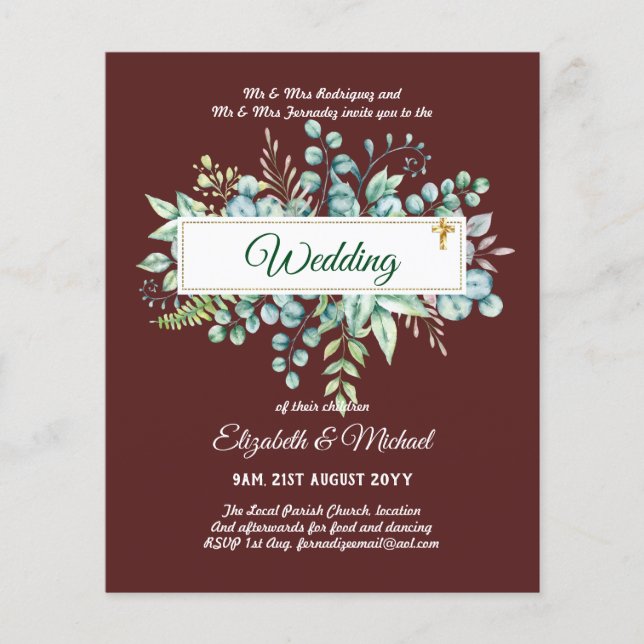 Haushalt KATHOLIC Christlich WEDDING Greenery bitt Flyer (Vorne)