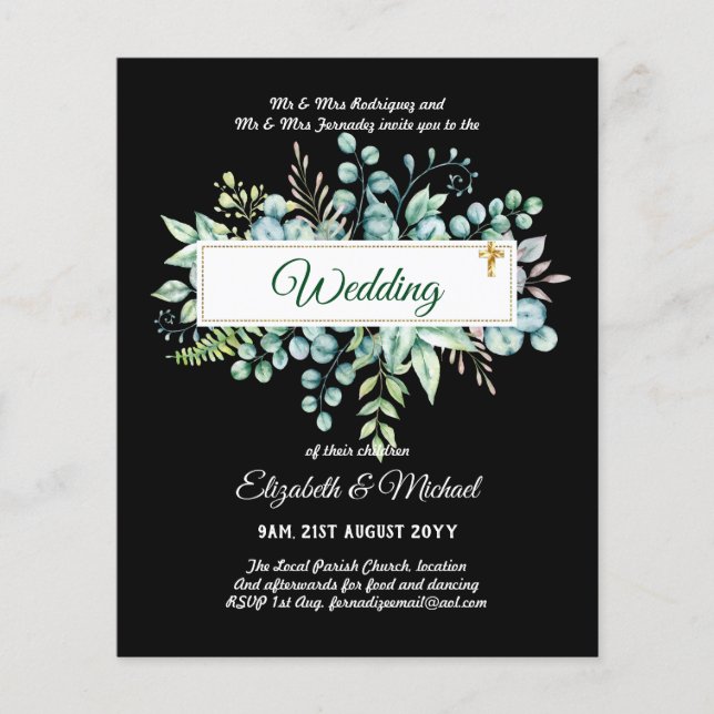 Haushalt KATHOLIC Christlich WEDDING Greenery bitt Flyer (Vorne)