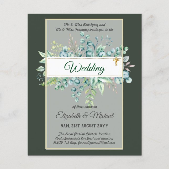 Haushalt KATHOLIC Christlich WEDDING Greenery bitt Flyer (Vorne)