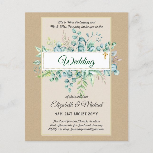 Haushalt KATHOLIC Christlich WEDDING Greenery bitt Flyer (Vorne)