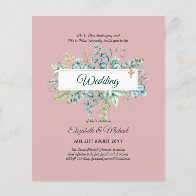 Haushalt KATHOLIC Christlich WEDDING Greenery bitt Flyer (Vorne)