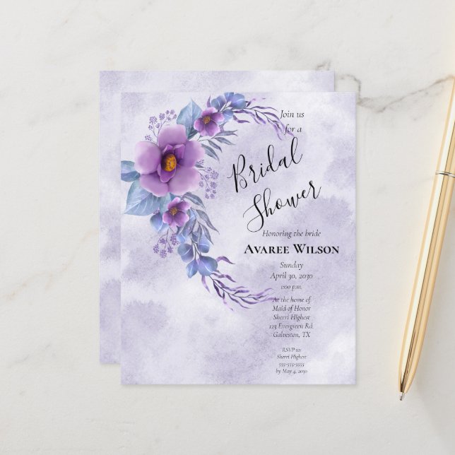 HAUSHALT Lila florales Brautparty (Vorderseite/Rückseite Beispiel)