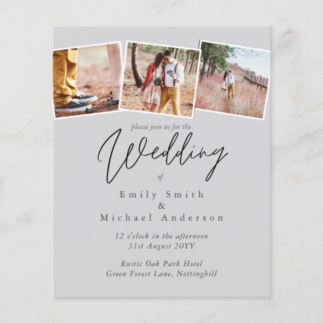 HAUSHALT Lila-gelb-graue Farben Einladung Hochzeit (Vorderseite)
