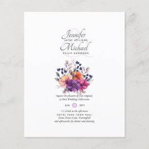 HAUSHALT Lila Orange Floral Wedite Einladung Flyer