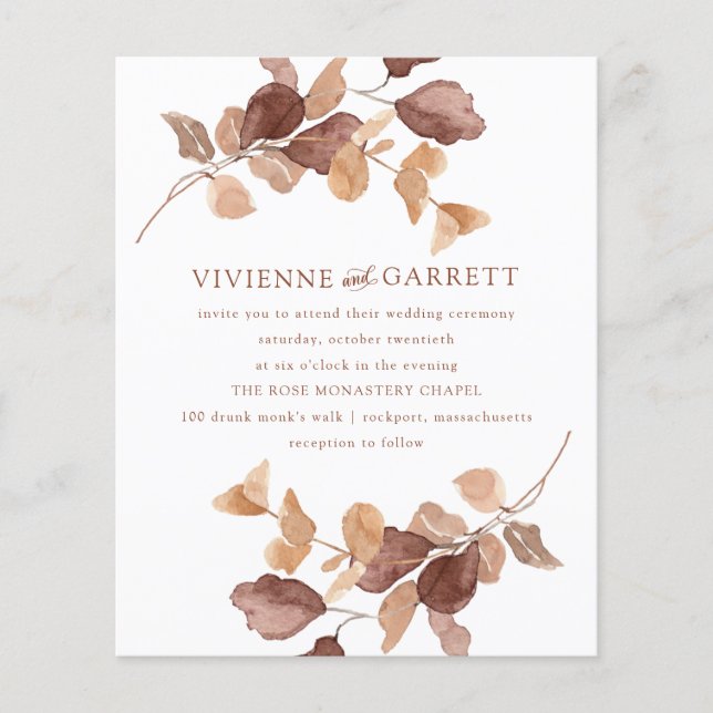 HAUSHALT Minimalistische Herbstlaub zum Hochzeitsf (Vorderseite)