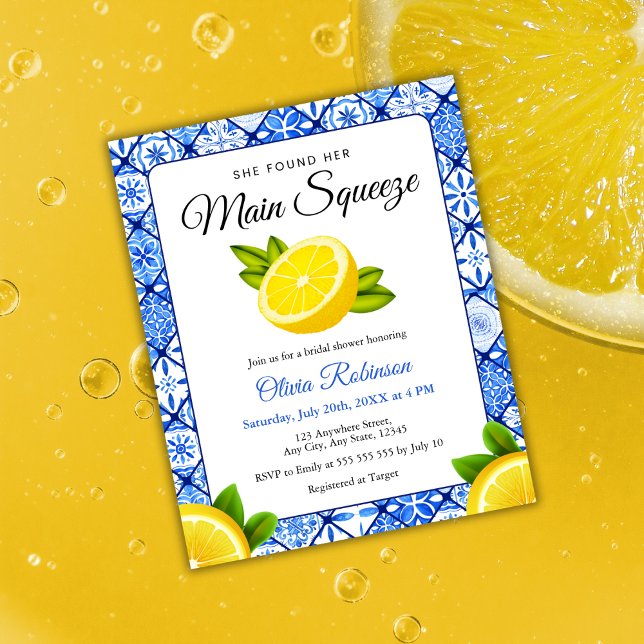 Haushalt Mittelmeerraum Lemon Brautparty Einladung (Budget She Found Her Main Squeeze Mediterranean Lemon Bridal Shower Invitation    )