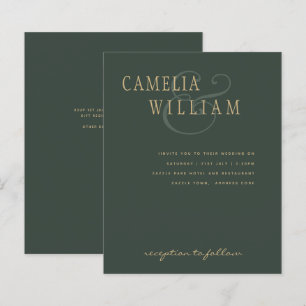 HAUSHALT Modern Wedding Moss Green Gold Einladung