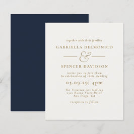 HAUSHALT Moderne Navy Blue Gold Hochzeit Einladung