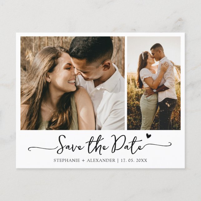 Haushalt Moderne Typografie 2 Foto Save the Date Flyer (Vorne)