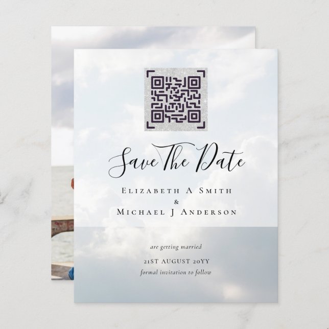 HAUSHALT Modernes FOTO SAVE THE DATE QR-CODE-UAWG (Vorne/Hinten)