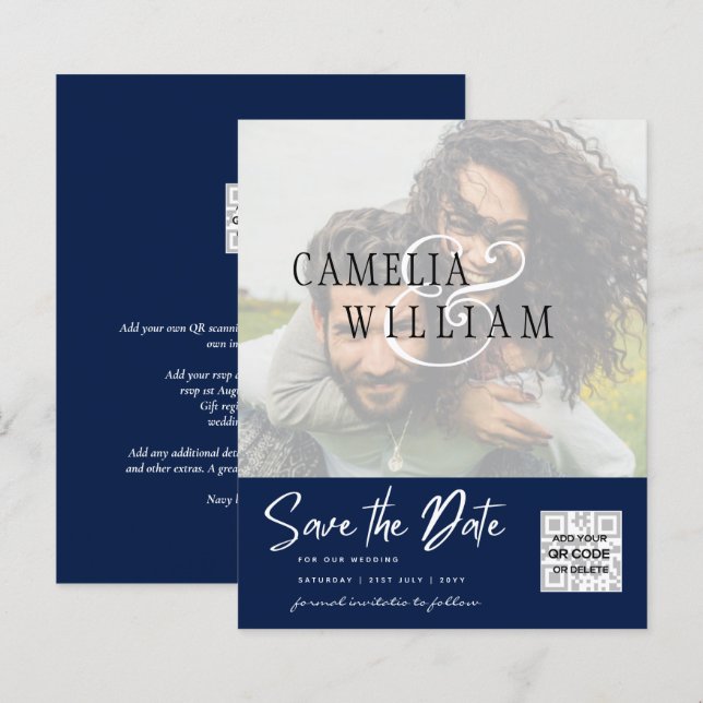 HAUSHALT Modernes FOTO Save the Date QR-CODE-UAWG (Vorne/Hinten)