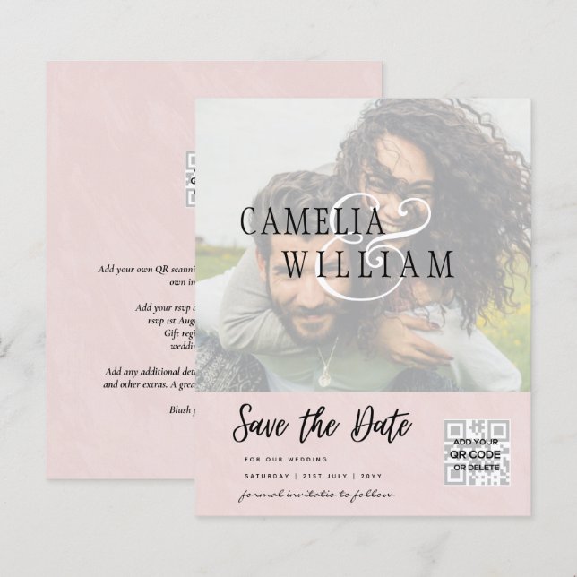 HAUSHALT Modernes FOTO Save the Date QR-CODE-UAWG (Vorne/Hinten)