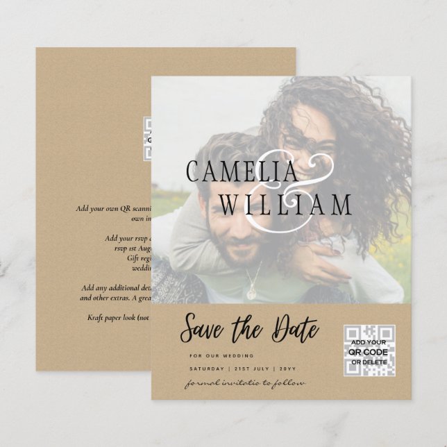 HAUSHALT Modernes FOTO Save the Date QR-CODE-UAWG (Vorne/Hinten)