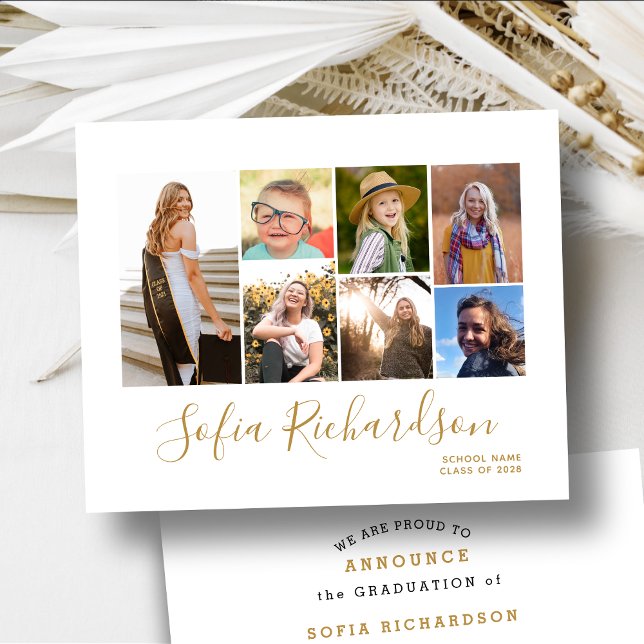 HAUSHALT Modernes Gold Script Foto Bekanntgabe (Von Creator hochgeladen)