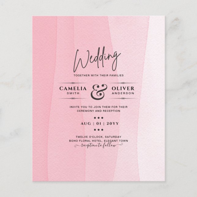 HAUSHALT Modernes, rosa Ombre Wedites Flyer (Vorne)