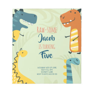 Haushalt, Niedlicher Dinosaurier zum Geburtstag Ei Notizblock