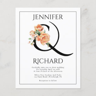 HAUSHALT Peach peonies QR Einladung zur Hochzeit Flyer