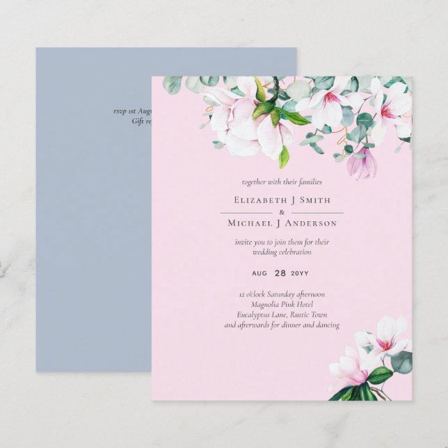 HAUSHALT Pink Magnolias Sage Eukalyptus Blue Weddi (Vorne/Hinten)