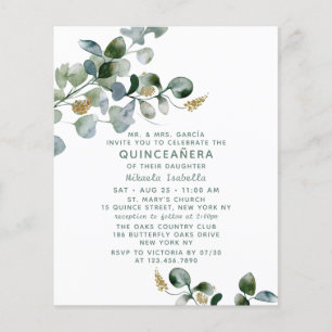 Haushalt Quinceañera Eukalyptus Floral Foto Flyer