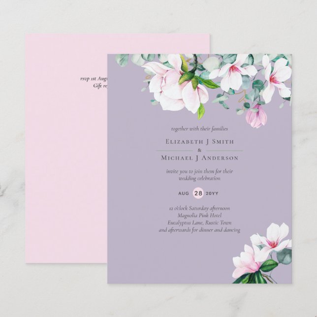 HAUSHALT Rosa Magnolias Eukalyptus Lavender Weddin (Vorne/Hinten)
