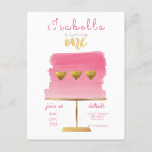 Haushalt | Rosa und Gold Einladung zum ersten Gebu