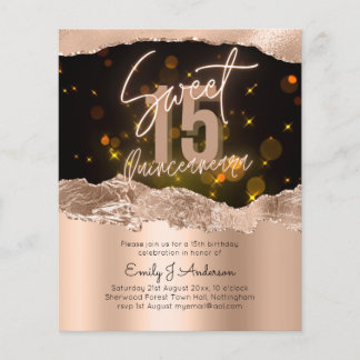 HAUSHALT Rose Gold Foil Glitzer Quinceanera 15. Flyer