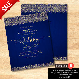 HAUSHALT Rustikale BLUE Gold Spitzen Bauernhof Hoc