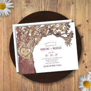 HAUSHALT Rustikale geschnitzte Eiche Baum Einladun