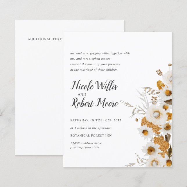 Haushalt Rustikale Kamille Mimosa Blumenhochzeit (Vorne/Hinten)