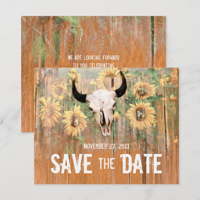 Haushalt Rustikale Sonnenblumen Bull Skull Save th (Vorne/Hinten)