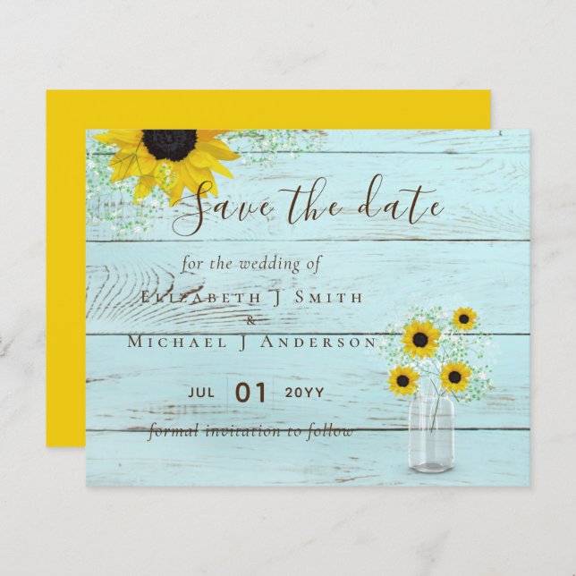 HAUSHALT Rustikale Sonnenblumen Hochzeitstag Rett (Vorne/Hinten)