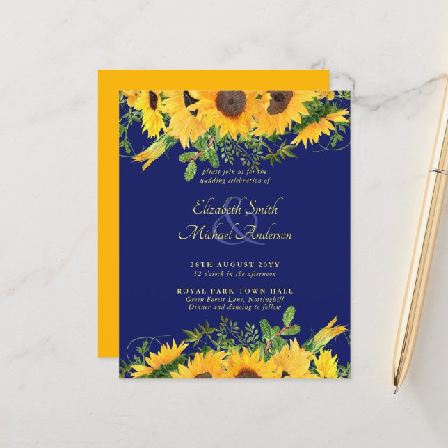 HAUSHALT Rustikale Sonnenblumen Thema Hochzeit ein (Vorderseite/Rückseite Beispiel)