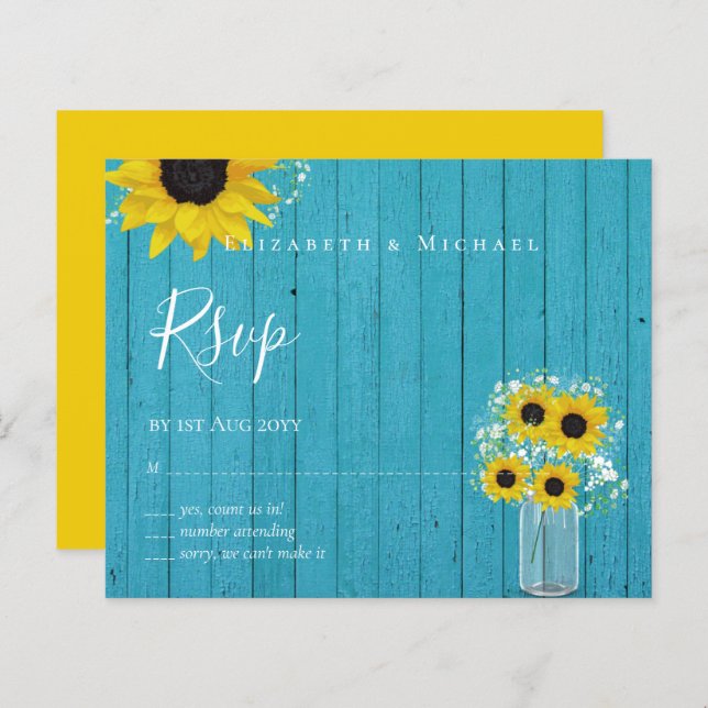 HAUSHALT Rustikale Sonnenblumen UAWG Hochzeit (Vorne/Hinten)