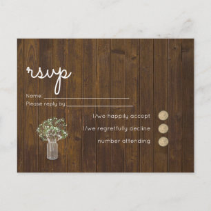 Haushalt Rustikales Gypsophila Mason Jar Wedding R Einladungspostkarte