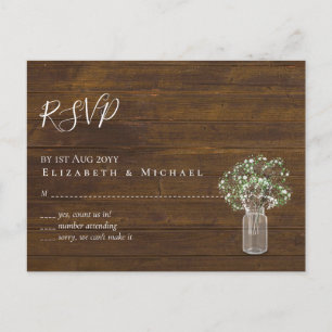 Haushalt Rustikales Gypsophila Mason Jar Wedding R Postkarte