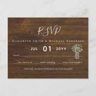 Haushalt Rustikales Gypsophila Mason Jar Wedding R Postkarte