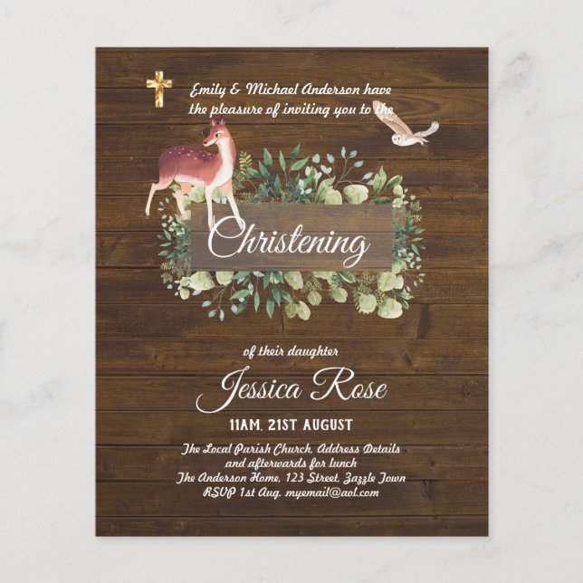 HAUSHALT Rustikales Waldweiden Christening lädt zu Flyer (Vorne)