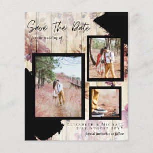 HAUSHALT RUSTISCH Save the Date Vintage Rose DÜNNE Flyer