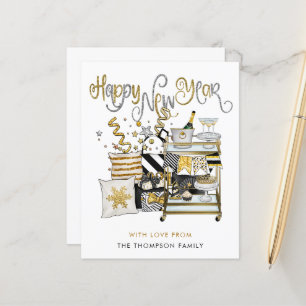 HAUSHALT Schwarzes Gold Glitzer Skript glücklich N